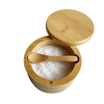 Βαζάκι καρυκευμάτων από μπαμπού με διπλό διαμέρισμα και κουτάλι – οικιακή αποθήκευση κουζίνας