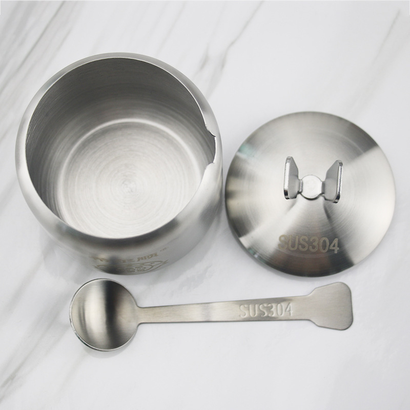 Δοχείο καρυκεύματος από ανοξείδωτο χάλυβα 304, στρογγυλό σχήμα, εκτυπωμένο λογότυπο, δυνατότητα προσαρμογής