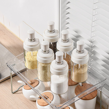 Γυάλινο βάζο καρυκεύματος με ενσωματωμένο καπάκι-κουταλιού, μάρκα Fuyou, για στερεά καρυκεύματα, κυκλοφόρησε το 2023, ανώτερη ποιότητα