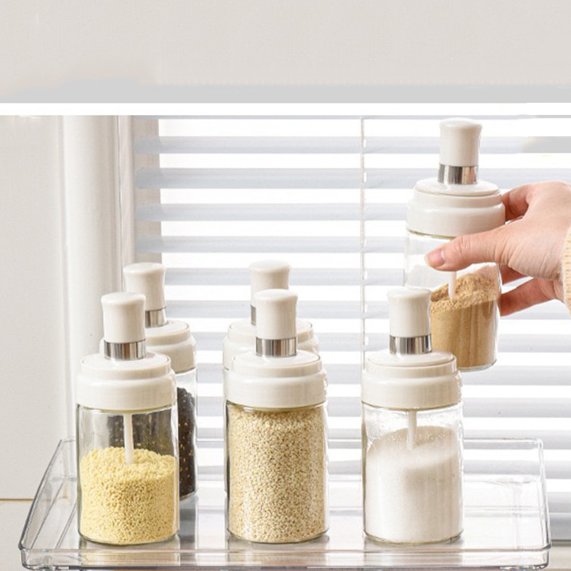 Γυάλινο βάζο καρυκεύματος με ενσωματωμένο καπάκι-κουταλιού, μάρκα Fuyou, για στερεά καρυκεύματα, κυκλοφόρησε το 2023, ανώτερη ποιότητα