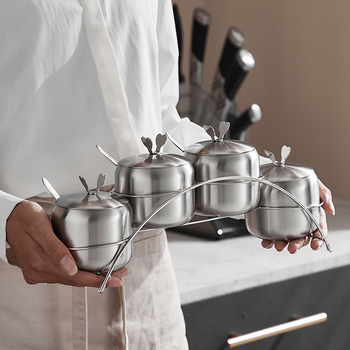 Δοχείο καρυκεύματος από ανοξείδωτο ατσάλι 201/304, στρογγυλό σχήμα, Chengru, κατάλληλο για στερεά καρυκεύματα