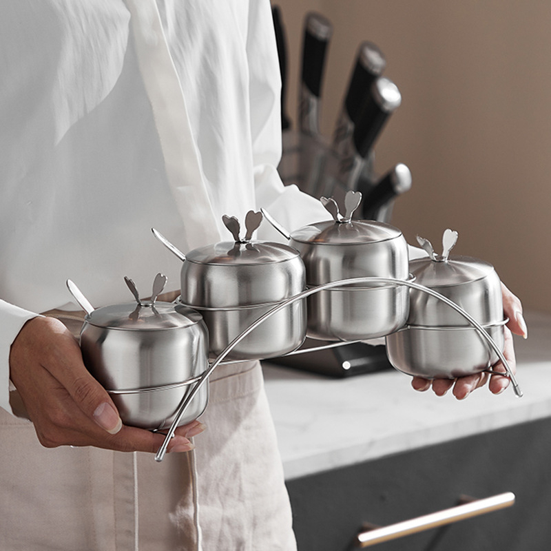 Δοχείο καρυκεύματος από ανοξείδωτο ατσάλι 201/304, στρογγυλό σχήμα, Chengru, κατάλληλο για στερεά καρυκεύματα