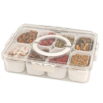 Κουτί αποθήκευσης μπαχαρικών με πολλαπλά διαμερίσματα, σφραγισμένο καπάκι, πλαστικό κατάλληλο για τρόφιμα, για στερεά καρυκεύματα, οικιακή κουζίνα