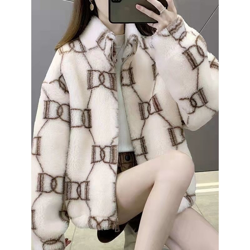 Ženska jakna od umjetnog zajčjeg krzna, korejskog stila, s fleece podstavom, debela, jesen-zima, udoban kratki kaput sa zatvaračem