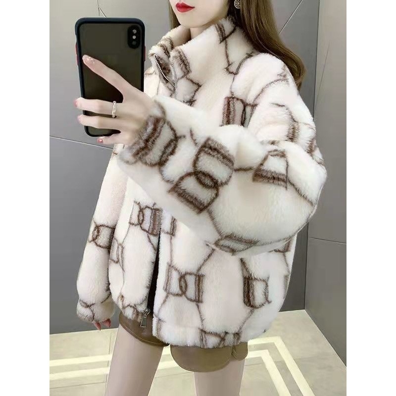 Ženska jakna od umjetnog zajčjeg krzna, korejskog stila, s fleece podstavom, debela, jesen-zima, udoban kratki kaput sa zatvaračem