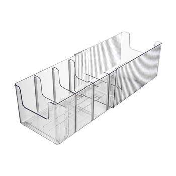 Asztali kihúzható nassolnivaló és fűszerek tárolója, konyhai rendező több rekesszel, műanyag, fúrás nélküli szerelés