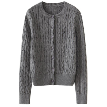 Ženski pleteni kardigan s kapuljačom – polo ovratnik, pamuk-spandeks smjesa, uski kroj, kratka duljina 40–50 cm