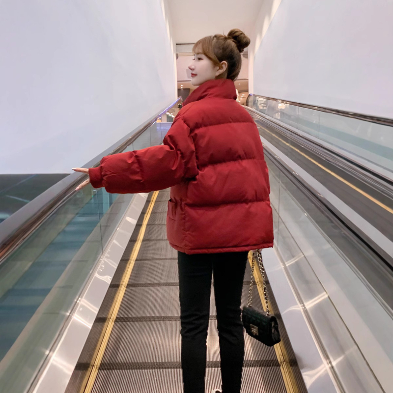 Ženska zimska jakna s imitacijom perja, dužina 50–65 cm, dugi rukavi, stojeći ovratnik, zip, poliester, jednobojni uzorak, gradski stil