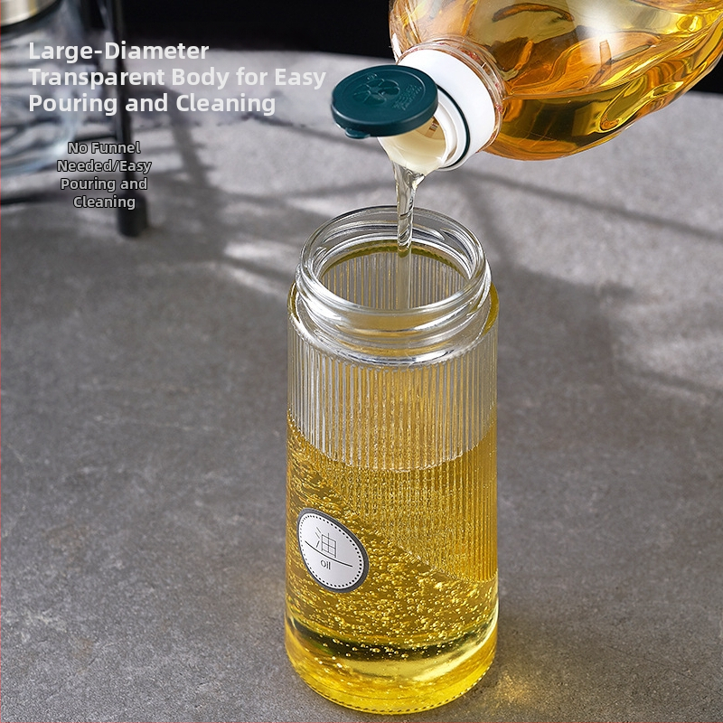 Sklenená fľaša na olej, moderný dizajn, bez ďalších funkcií (Sklenená; Moderný dizajn; Bez ďalších funkcií; Prvotriedny výrobok)