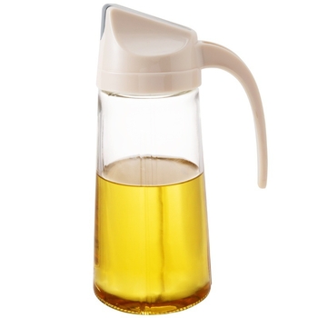 Sticlă de ulei din sticlă, cu deschidere/închidere automată - etanș la scurgeri, recipient de bucătărie pentru sos de soia și oțet