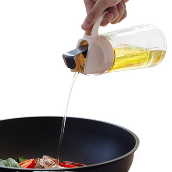 Sticlă de ulei din sticlă, cu deschidere/închidere automată - etanș la scurgeri, recipient de bucătărie pentru sos de soia și oțet