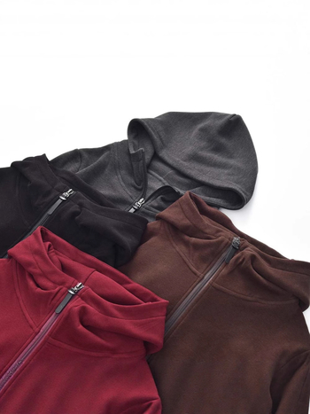 Hanorac cu glugă Derong din amestec acrilic-modal, model 3D, croială lejeră, fermoar, pentru femei