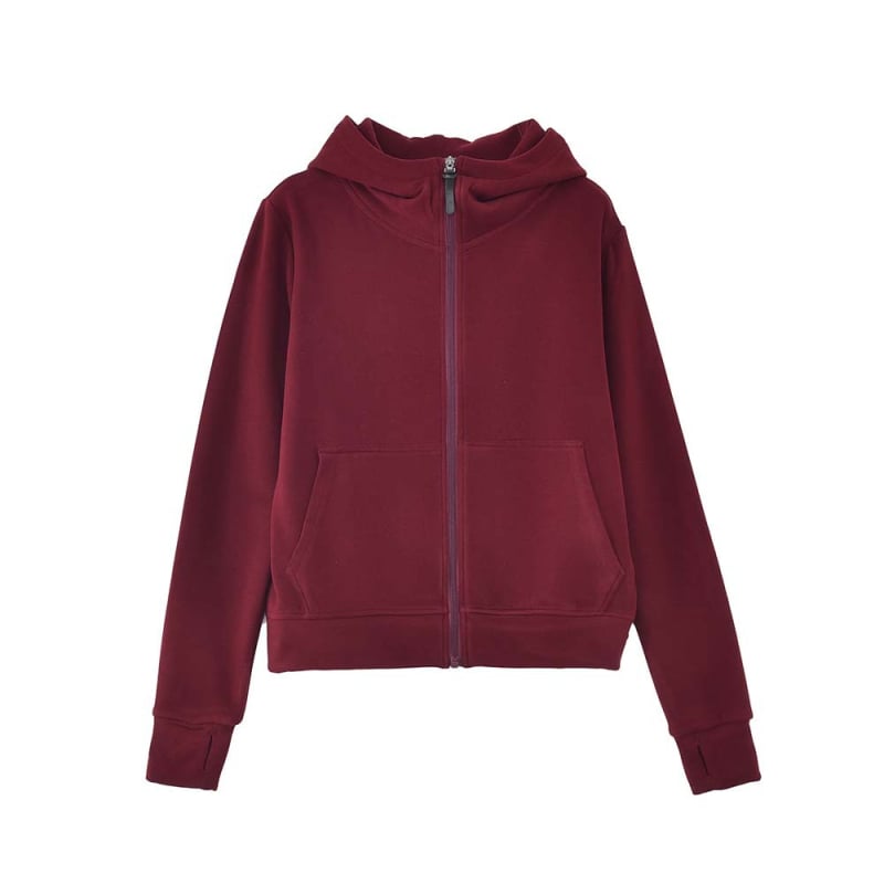 Hanorac cu glugă Derong din amestec acrilic-modal, model 3D, croială lejeră, fermoar, pentru femei