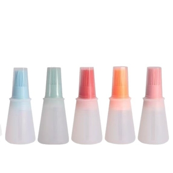 Sticlă pentru ulei comestibil cu capac și pensulă din silicon; dozator integrat de sos de soia; construcție din plastic; personalizabil