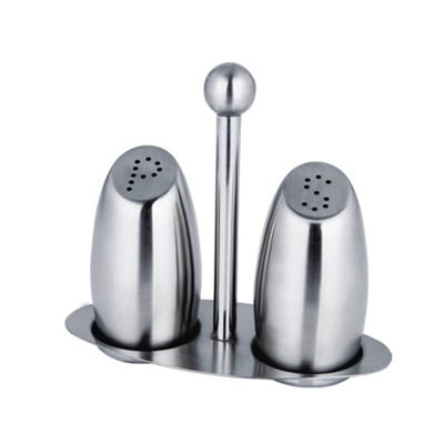 Rozsdamentes acélból készült fűszertartó üveg készlet állvánnyal, ferde profilú; anyag: rozsdamentes acél; testreszabás elérhető; licencelt magánmárka; első osztályú minőség