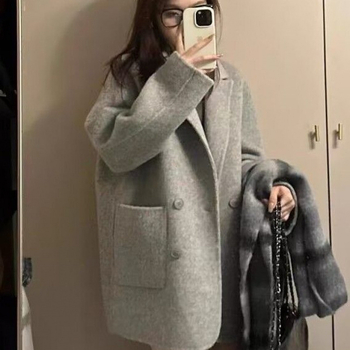 Palton din lână pentru femei, țesătură chenille, model 3D, siluetă A-line, guler cu blană de iepure