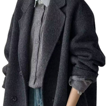 Palton din lână pentru femei, țesătură chenille, model 3D, siluetă A-line, guler cu blană de iepure