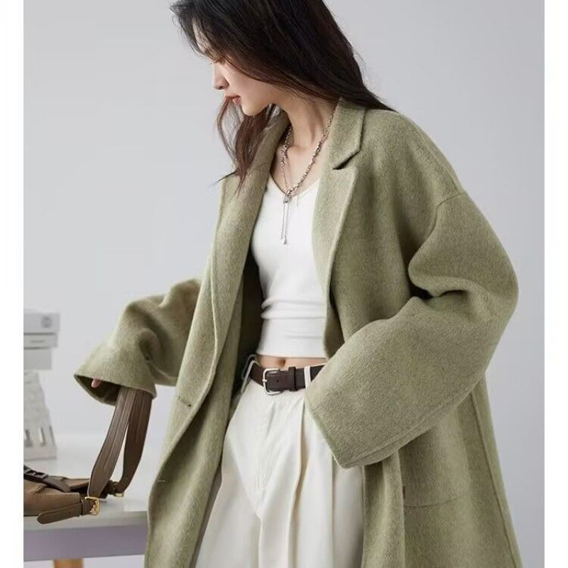 Palton din lână pentru femei, țesătură chenille, model 3D, siluetă A-line, guler cu blană de iepure