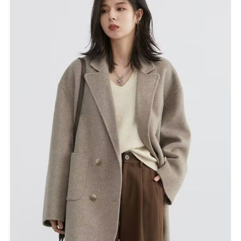 Palton din lână pentru femei, țesătură chenille, model 3D, siluetă A-line, guler cu blană de iepure