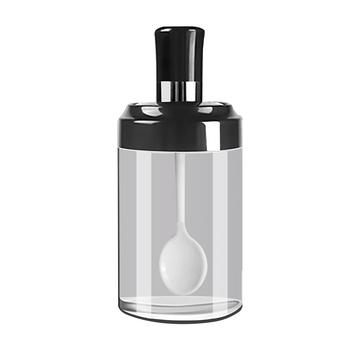 Set de borcane de condimente din sticlă cu capac cu linguriță integrat — include borcănel de sare, borcănel pentru glutamat de sodiu (MSG), sticluță sos de soia