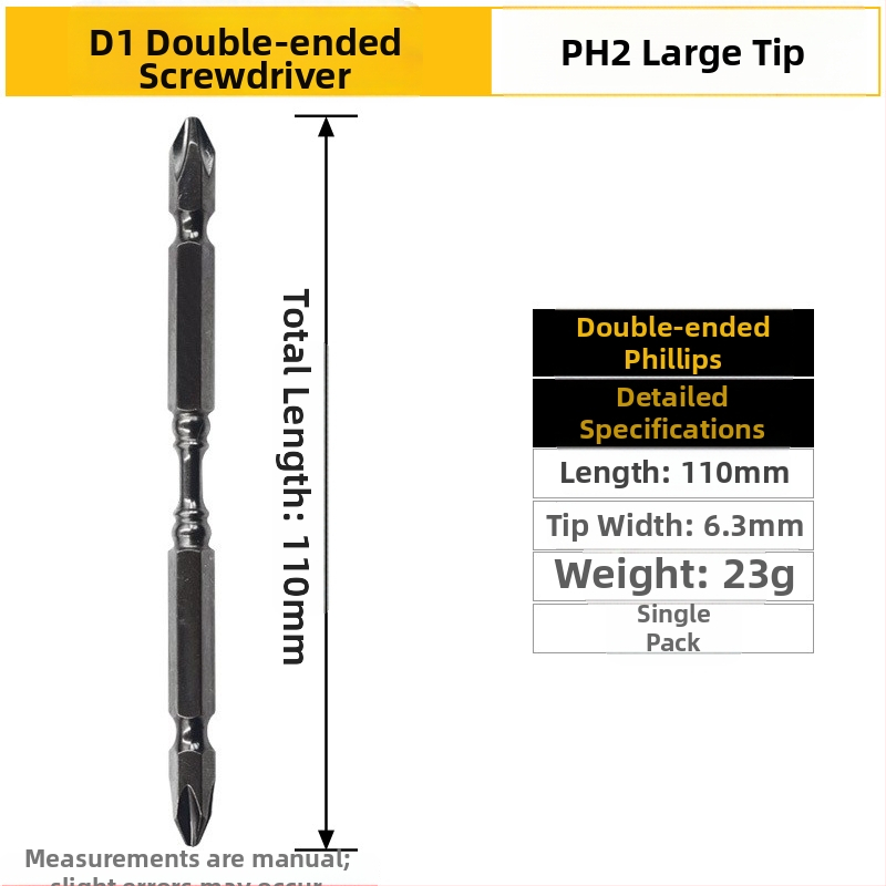 PH2 kereszthorny bitek dupla mágnesgyűrűvel, S2 szerszámacél, 65 mm és 110 mm hosszú nyakakkal