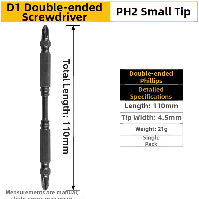 PH2 kereszthorny bitek dupla mágnesgyűrűvel, S2 szerszámacél, 65 mm és 110 mm hosszú nyakakkal