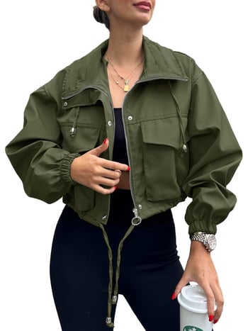 Női rövid munkaruha dzseki gallérral, poliészter ≥95%, elöl cipzár, laza szabás