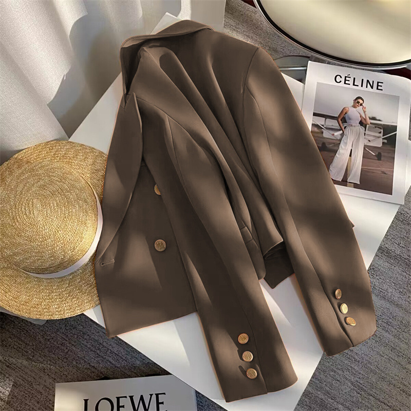 Női rövid kosztümkabát, koreai stílus, kosztüm gallér, hosszú ujjú, poliészter