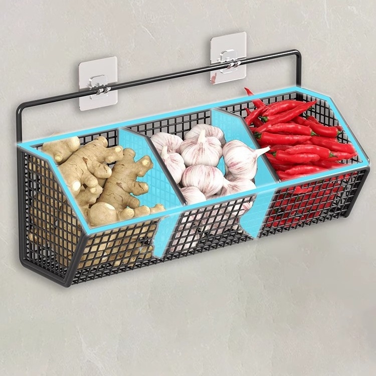 Elegant metalni zidni organizator kuhinje, višenamjenski pravokutni skladišni regal