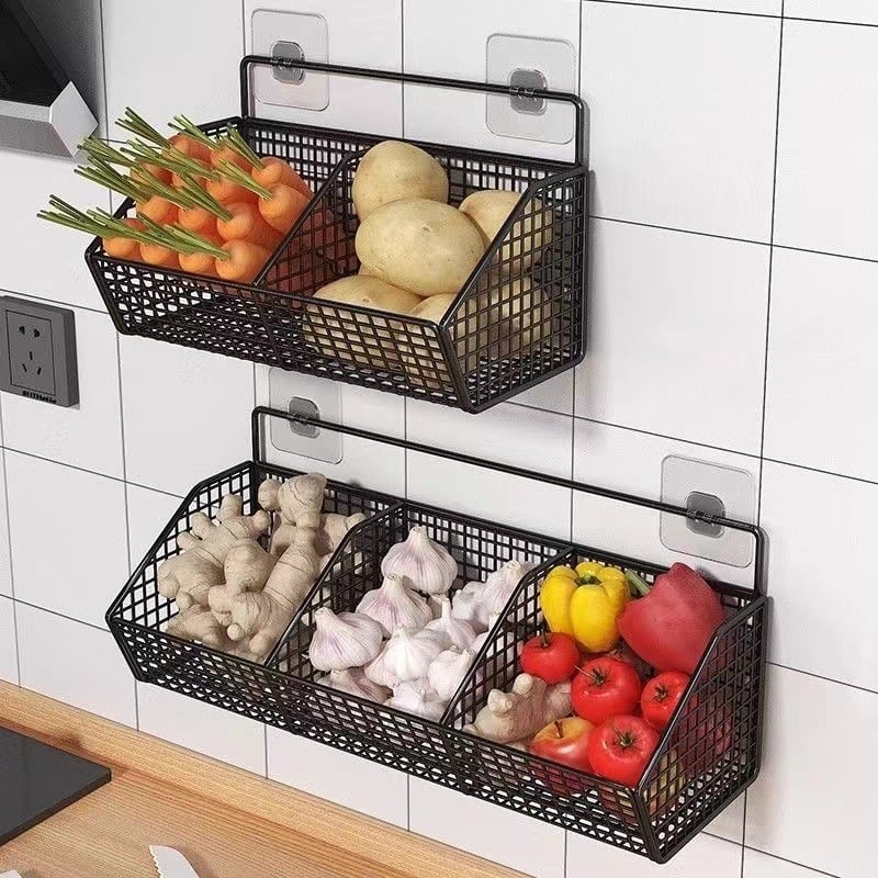Elegant metalni zidni organizator kuhinje, višenamjenski pravokutni skladišni regal