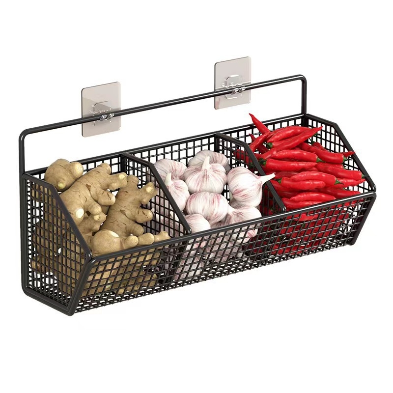 Elegant metalni zidni organizator kuhinje, višenamjenski pravokutni skladišni regal