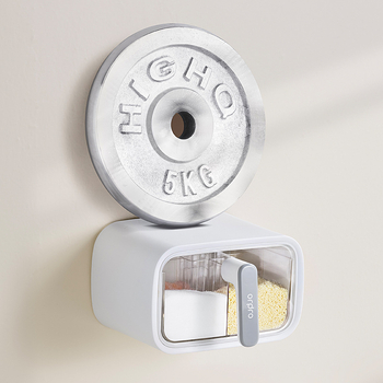 Falra szerelhető fűszertároló doboz, zárható, nedvességálló, integrált több rekesz a szilárd fűszerekhez, műanyag, testreszabható