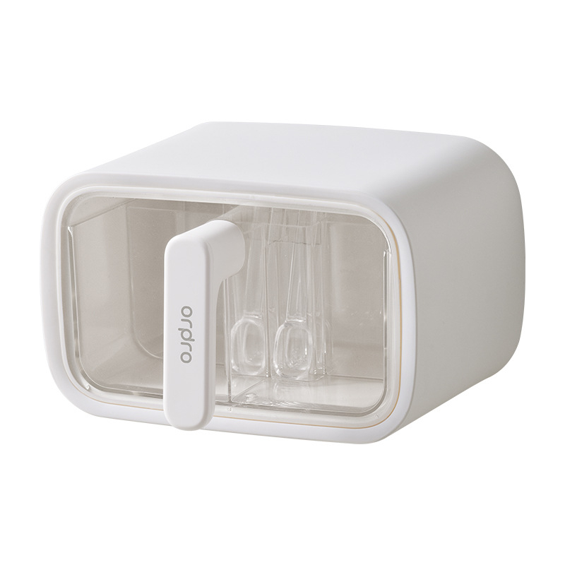 Falra szerelhető fűszertároló doboz, zárható, nedvességálló, integrált több rekesz a szilárd fűszerekhez, műanyag, testreszabható