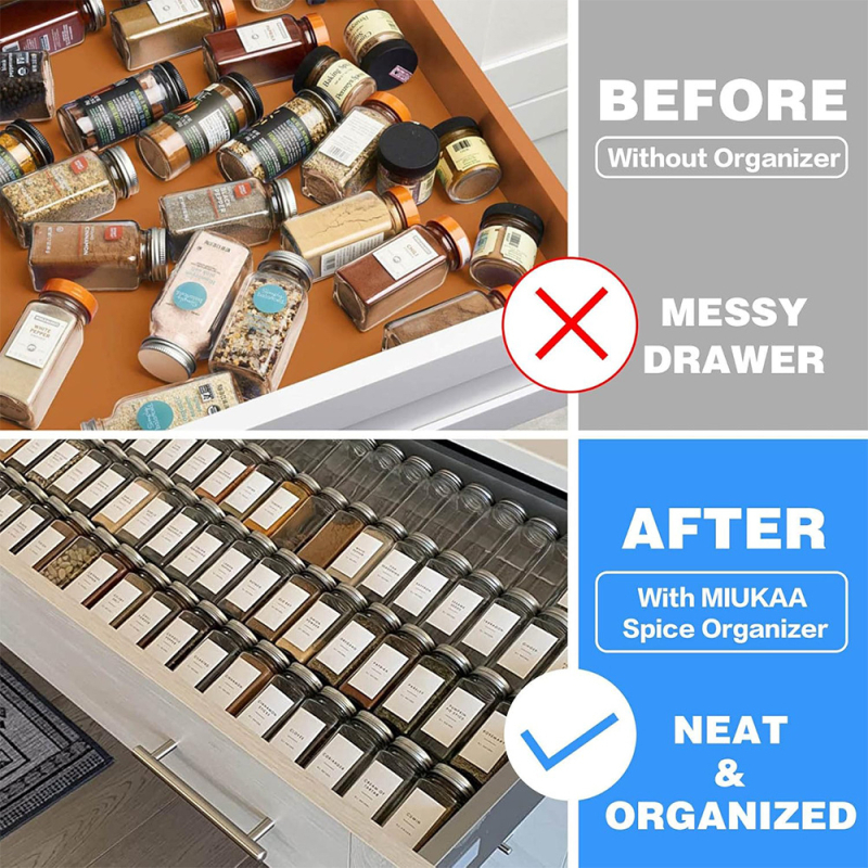 Ακρυλικό ράφι προβολής μπαχαρικών με διαφανείς συρτάρια, πολυεπίπελος οργανωτής μπαχαρικών, χωρίς διάτρηση, μοντέρνο μινιμαλιστικό στυλ