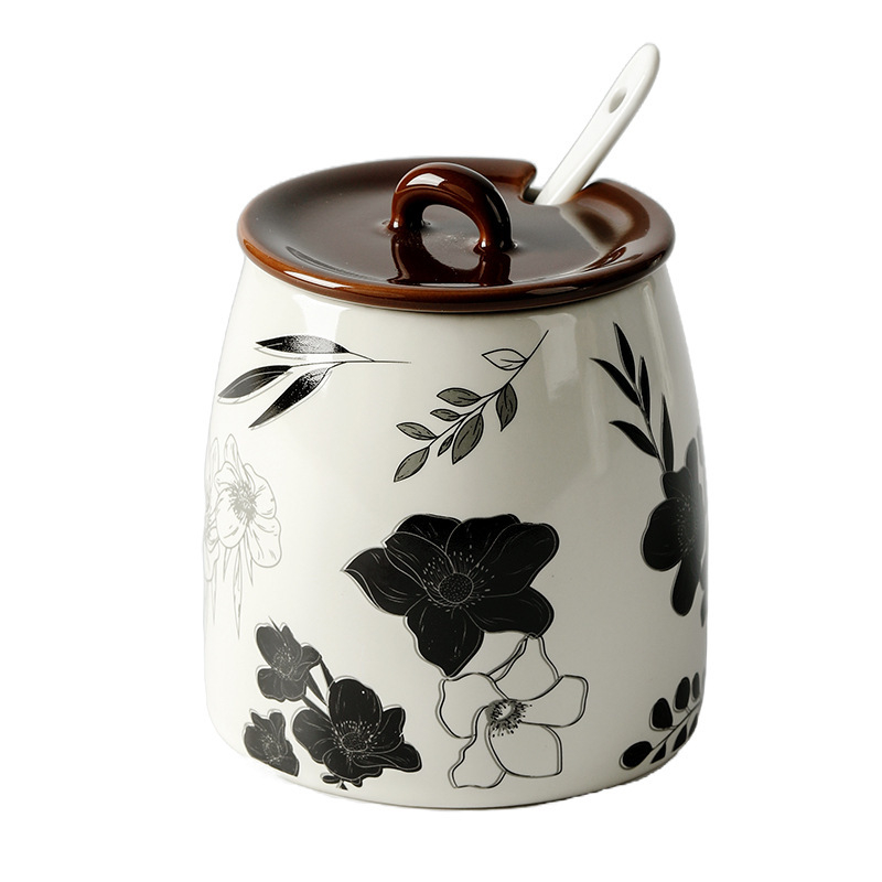 Nordic stílusú kerámia fűszertartó készlet tárolóállvánnyal – szilárd fűszerek (só és MSG)