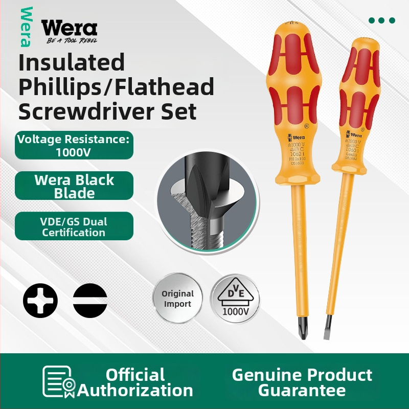 WERA izolovaná sada skrutkovačov — chróm-vanádová oceľ, nemagnetická, hmotnosť 0.15, PVC rukoväť