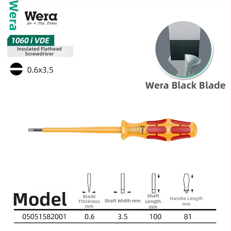 WERA izolovaná sada skrutkovačov — chróm-vanádová oceľ, nemagnetická, hmotnosť 0.15, PVC rukoväť