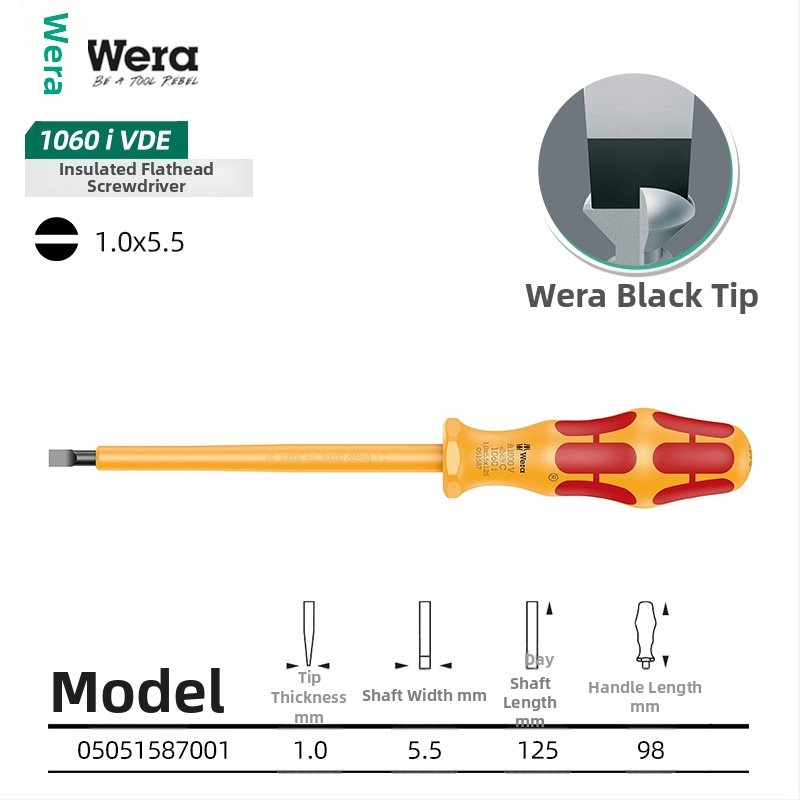 WERA izolovaná sada skrutkovačov — chróm-vanádová oceľ, nemagnetická, hmotnosť 0.15, PVC rukoväť