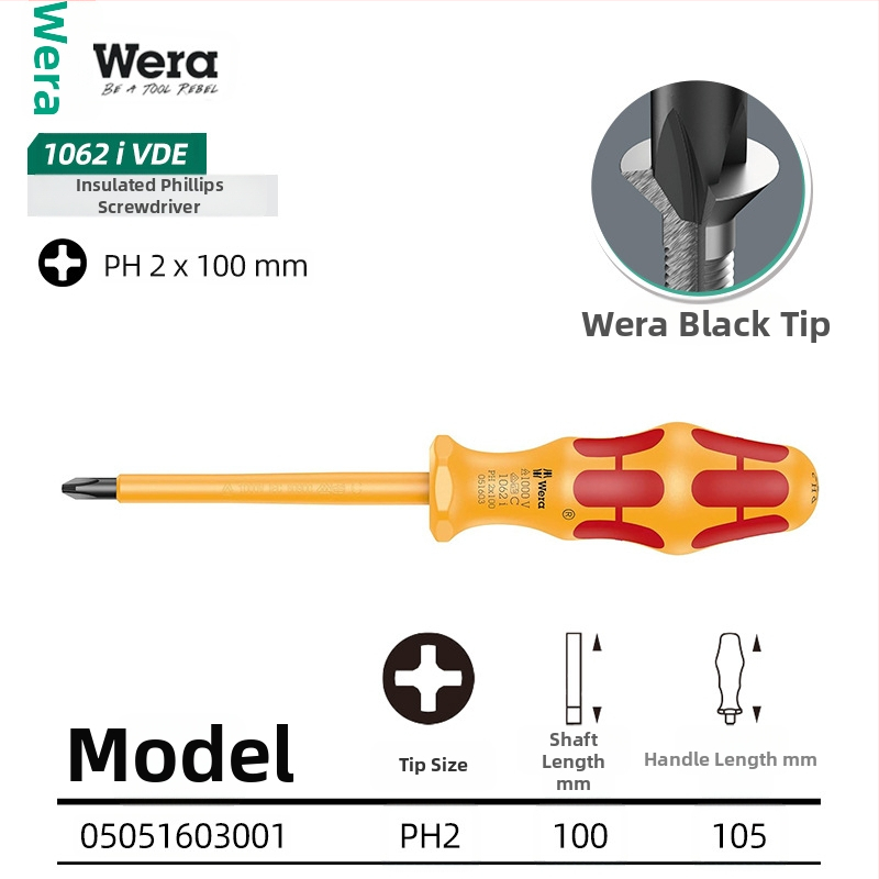 WERA izolovaná sada skrutkovačov — chróm-vanádová oceľ, nemagnetická, hmotnosť 0.15, PVC rukoväť