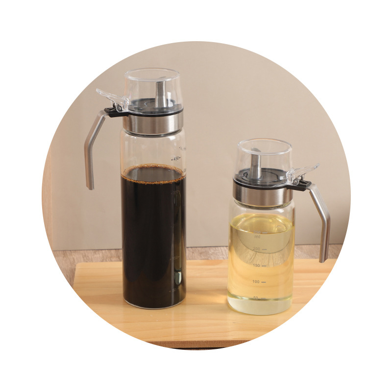 Γυάλινο μπουκάλι λαδιού με ενσωματωμένη βούρτσα, για ρίψη λαδιού, μοντέρνο μινιμαλιστικό στυλ, τυπωμένο λογότυπο