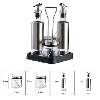 Stakleni set posuda za začine sa stakom za ulje i kutijom za pohranu – posude za sol i začine, s otisnutim logom