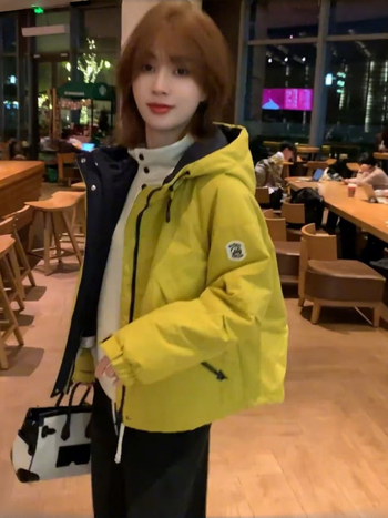 Jachetă pentru femei cu căptușeală de fleece, groasă, cu glugă, fermoar, croială lejeră – Iarna 2025