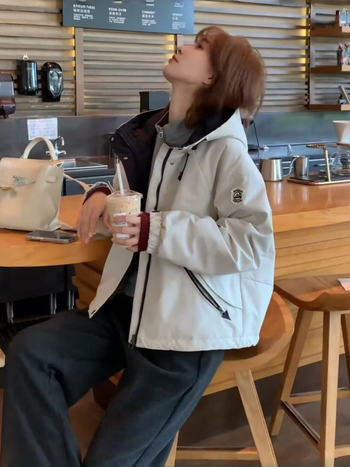 Jachetă pentru femei cu căptușeală de fleece, groasă, cu glugă, fermoar, croială lejeră – Iarna 2025