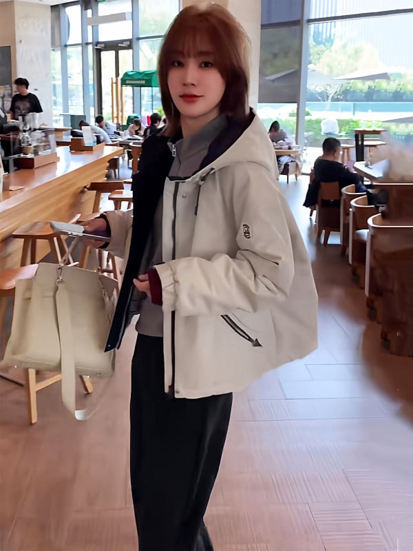 Jachetă pentru femei cu căptușeală de fleece, groasă, cu glugă, fermoar, croială lejeră – Iarna 2025