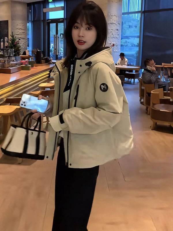 Jachetă pentru femei cu căptușeală de fleece, groasă, cu glugă, fermoar, croială lejeră – Iarna 2025