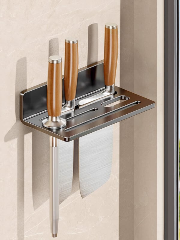 Raft pentru cuțite de bucătărie din oțel carbon, fără montaj, depozitare pe blat, stil etnic