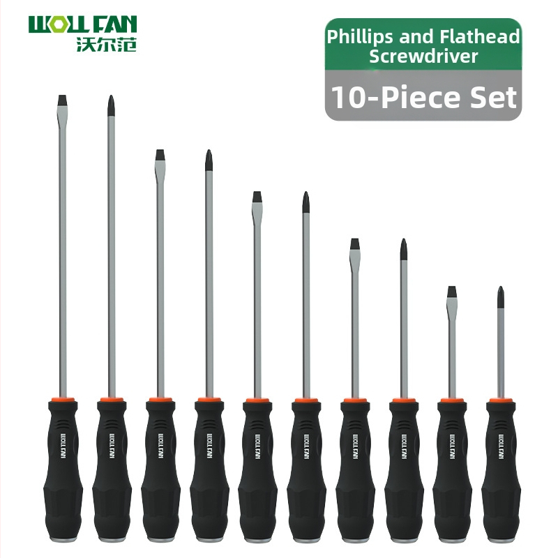 Set skrutkovačov Phillips a plochých – priemyselnej kvality, magnetické, izolované, Cr-V chróm-vanádiová oceľ, rúčkou s lepiacim povlakom
