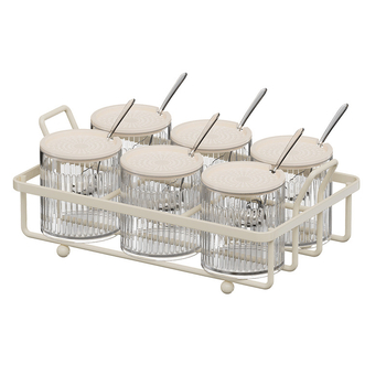 Set de condimente: suport plastic pentru sare, borcan MSG și borcan de piper cu raft de depozitare, bucătărie modernă minimalistă, design fără găuri