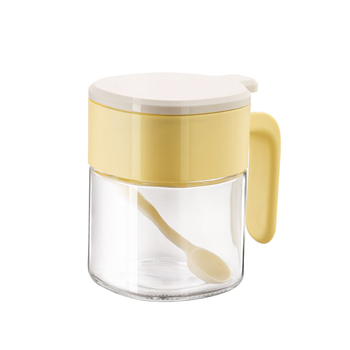 Recipient pătrat din sticlă pentru condimente, cu capac – depozitare sigilată pentru condimente solide, rezistență la umezeală