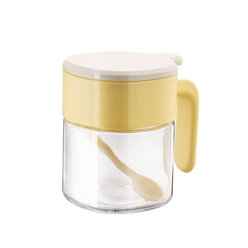 Recipient pătrat din sticlă pentru condimente, cu capac – depozitare sigilată pentru condimente solide, rezistență la umezeală